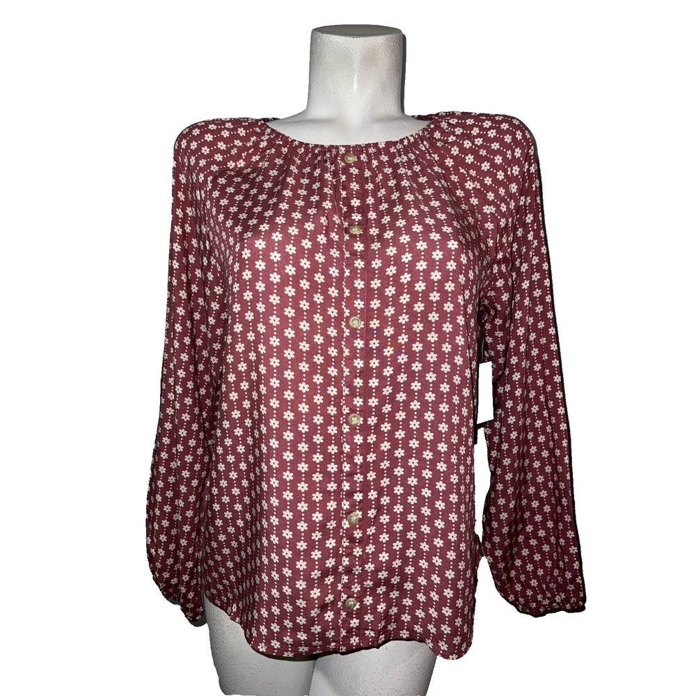 New Market & Spruce Top Pink Daisy Floral Challis Button Front Blouse XL NWT